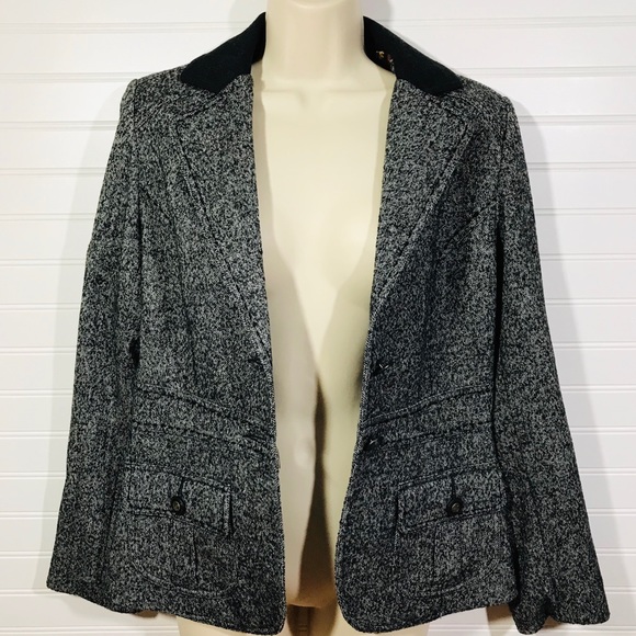 CAbi Gray Fox Hunt Tweed Herringbone Blazer EUC - Picture 4 of 8
